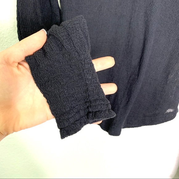 Free people black gauze thermal long sleeve top s - Picture 4 of 8